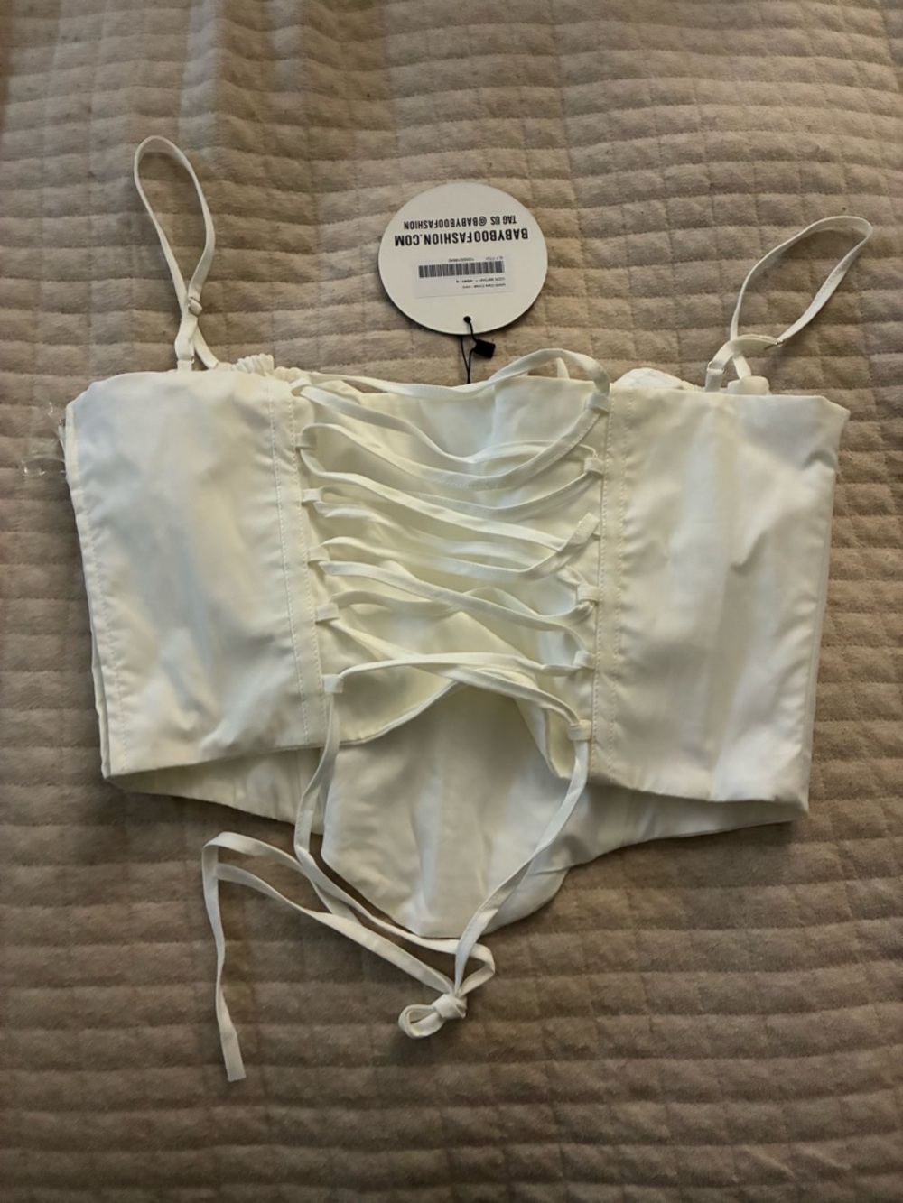 Babyboo White Satin Corset Crop Top - Picture 2 of 2